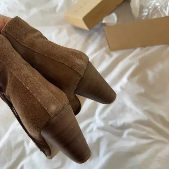 Howsty Marci Suede Western Bootie in Taupe Size 39 - Picture 4 of 8